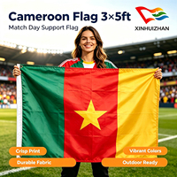 Drapeau du Cameroun promotionnel 3x5 pieds 100% Polyester avec œillets en laiton Livraison rapide 48h pour l'agence de voyage automobile