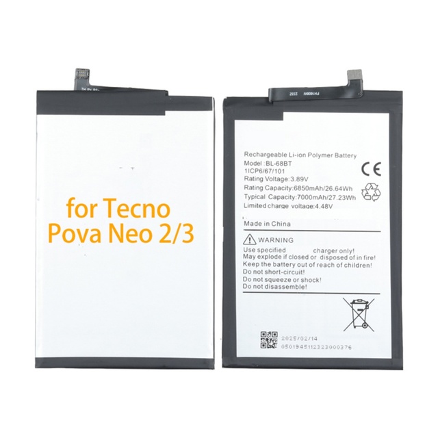 BL-68BT Lh6n Mobile Cell Phone Lithium Rechargeable Battery 7000mAh Original 1:1 AAA+ for Tecno Pova Neo 2 3 Stock