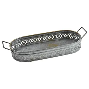 Decor Iron Metal Design Serving Tray Best For Hotel And Restaurant Design Drinking Water Galvanized Serving Tray
