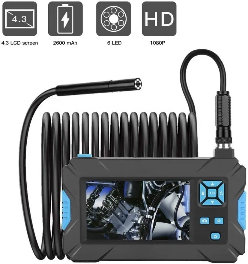 P30 Blauwe 4.3 Inch Ips Scherm 1080P 5.5Mm Endoscoop Inspectie Camera 2600Mah Motor Borescope Camera Voor Auto Reparatie