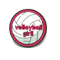 Pins en émail personnalisés de forme ronde, style moderne, avec logo personnalisé, en émail souple, en métal nickel noir, design volley-ball