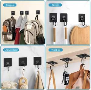 Crochet mural noir tendance pour la maison, crochet adhésif puissant, bonne adhérence murale, crochet sans trace, capacité de charge élevée - Product Image 5