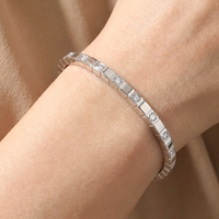 Bracelet de luxe en argent sterling 925, design géométrique carré, zircone cubique, plaqué or, bijoux de mode pour femmes