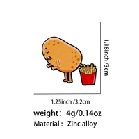 En gros, Broche en émail amusante en forme de frites de pommes de terre de dessin animé, Badge de revers créatif en forme de légume, Décoration pour sac, Cadeau de mode