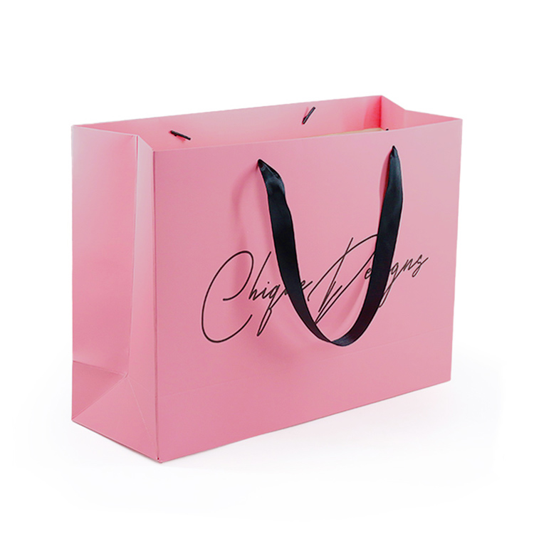 Custom Logo Wholesale Reusable Luxury Paper Bag Pink Packaging Gift Bag Shopping Cardboard Bags with Handles for Clothes