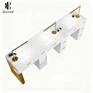 2025 Trending Cream Style Nails Table Salon Manicure Furniture No Dust Leakage Built-in High Power <strong>Hoover</strong> Nail Art Table Wood - Product Image 6