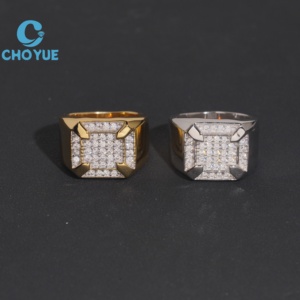 Anillos de Plata de Ley 925 con Moissanita para Hombre, Estilo HipHop, Joyería con Moissanita, Pasan la Prueba del Diamante, en Stock, GRA - Product Image 1