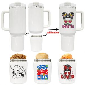 Vaso térmico de 40 oz H2.0 blanco para sublimación, con revestimiento arcoíris y compartimento oculto para el gimnasio. - Product Image 1
