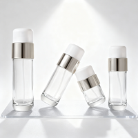 Ensemble de flacons en verre transparent vides de 30g 50g 50ml 100ml 120nl 150ml pour les soins de la peau, l'essence, la lotion, le spray, l'emballage cosmétique, logo imprimable