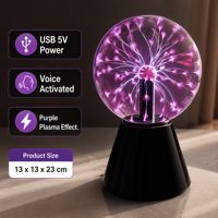 Boule de plasma LED en verre USB 5V à activation vocale, lumière violette, décoration de nuit pour chambre et bureau, cadeau créatif, vente en gros, décorations pour la maison