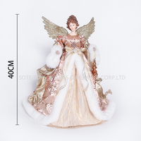 Ornement d'ange de Noël 2026 de 40 cm, paillettes roses, décoration de sommet d'arbre de Noël, décoration pour la maison et les fêtes