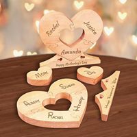 Fête des mères en bois coeur Puzzle décor fait à la main personnalisable amour cadeau en gros en bois massif décoration de la maison pour la fête des mères