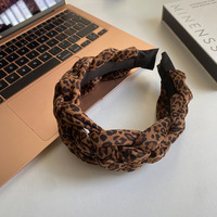 Bandeau en velours imprimé léopard à large bord, élégant et rétro, pour femme, style coréen polyvalent, haut de gamme, style Hong Kong