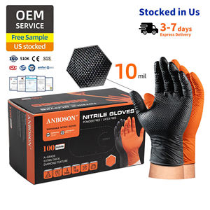 Gants en nitrile Anboson 8mil 10mil avec texture diamant, gants en nitrile résistants pour travaux de mécanique et utilisation automobile - Product Image 1