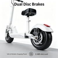 Trottinette électrique pliable pour adultes 48V blanche avec siège, roues en alliage d'aluminium de 10 pouces, moteur sans balais, double batterie au lithium, autonomie de 120 km