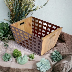 <b>Square</b> Metal Wooden <b>Basket</b> with Felt Material 5mm Dimensional Tolerance for Kitchen Fruits Vegetables <b>Storage</b> <b>Basket</b> - Product Image 6