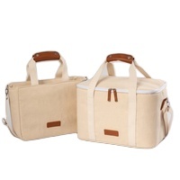 Sac isotherme en toile écologique pour le déjeuner, idéal pour les voyages, sac isotherme en coton portable, sac isotherme pour transporter vos repas - Product Image 5