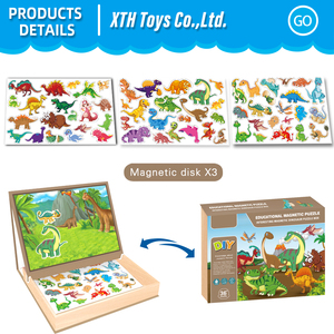 Nouveau Puzzle <span class=keywords><strong>magnétique</strong></span> pour enfants le monde des dinosaures jouet éducatif pour enfants <span class=keywords><strong>2</strong></span> en 1 autocollants magnétiques Puzzle jouet planche à dessin - Product Image 5