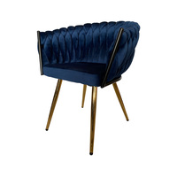 Mobilier de maison avec dossier rembourré, fauteuil confortable en velours, chaise de salle à manger, chaise tissée en corde