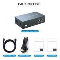   Commutateur KVM, commutateur USB, résolution 4K, prise en charge de deux moniteurs, en stock