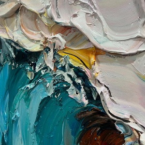Peinture murale d'art contemporain abstrait sur toile, peinture à l'huile texturée 3D vague océanique pour hall d'hôtel, bureau, décoration intérieure - Product Image 3