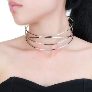 Collier enfant à deux couleurs ajustables, collier en style rétro, Simple, torsadé, pour femmes - Product Image 3