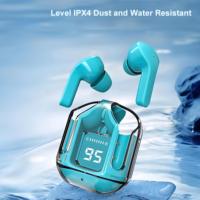 Écouteurs étanches TKT, intra-auriculaires, coque transparente, écouteurs V5.3, appairage automatique pour iPhone Android, écouteurs TWS