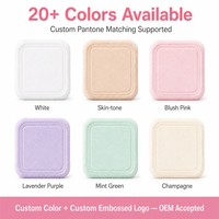 JLY OEM ODM Applicateur de poudre compacte carré en velours sur mesure pour salon de beauté, maquilleur professionnel, studio, application quotidienne du blush et de la poudre fixante