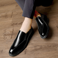 Chaussures en cuir brillant pointues pour hommes, faciles à porter, semelles souples, antidérapantes, imperméables, chaussures décontractées pour le bureau, mariage, cérémonie