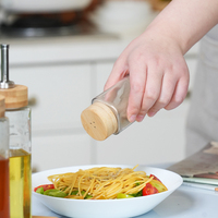 Ensemble de pots en verre écologiques de 100 ml (4 oz) pour sel, poivre et épices en poudre, avec couvercle en bambou perforé et support
