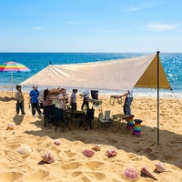 Wasserdichtes Mehrpersonen-BBQ-Vordach für Draußen, Camping-Zubehör, Sonnenschutz-Tuch aus Polyester, Regen- und Sonnenschutz-Strandüberdachung