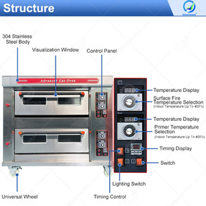 Horno eléctrico de gas OCEAN personalizado barato al por mayor precio 2 cubiertas 4 bandejas pan galleta - Product Image 2