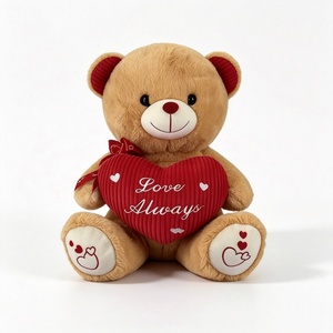 Oso de peluche personalizado, oso de peluche adorable, oso de peluche de San Valentín, oso de peluche marrón con corazón rojo - Product Image 5