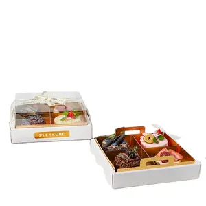 透明4/9网格甜甜圈糕点烘焙盒食品包装蛋糕甜品盒带透明窗口
