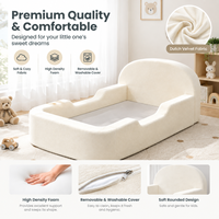 2026 Neues Design Bestseller Gepolstertes Kleinkind-Bettsofa mit Anpassbarer Matratze und Schutzgeländer Komplett Schaumstoff Kinderbodenbett für Schlafzimmer