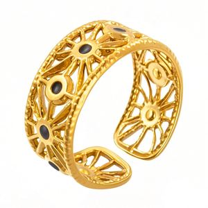 Bague en acier inoxydable plaqué or pour femme, style minimaliste, motif goutte d'huile, tendance - Product Image 5
