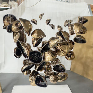 Lustre suspendu <span class=keywords><strong>en</strong></span> métal moderne de luxe personnalisé grand projet luminaire pour hauts plafonds forme longue - Product Image 4