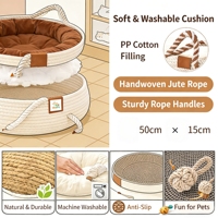 Coussin pour chat amovible en éponge tissée, design moderne de dessin animé, résistant à l'usure, lavable, pour toutes les saisons, utilisation en intérieur, fournitures pour animaux de compagnie