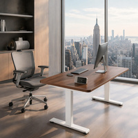Bureau assis-debout en bois massif de qualité commerciale - Table réglable à moteur unique ultra-silencieuse pour espaces de travail professionnels