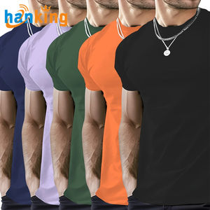 Camiseta Deportiva Ehanking para Hombre, 100% Algodón, Corte Ajustado, Color Sólido, Manga Corta, Transpirable, Cuello Elástico, Informal - Product Image 1