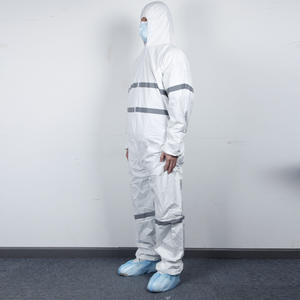 ชุ<span class=keywords><strong>ด</strong></span>ป้องกันแบบใช้แล้วทิ้งแบบมีซิปมีฮู้<span class=keywords><strong>ด</strong></span>สติกเกอร์สีเทาสะท้อนแสงฟิล์มระบายอากาศได้แบบชิ้นเดียว - Product Image 2