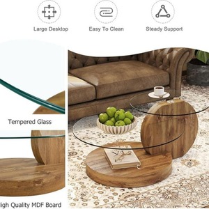 Luxury modern minimalist glass coffee <b>table</b>, creative coffee <b>table</b>, sofa, living room, home, small apartment, <b>round</b> side <b>table</b> - Product Image 3