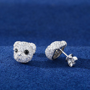 Orecchini a perno con cagnolino, <span class=keywords><strong>in</strong></span> argento sterling 925 placcato oro, con moissanite VVS e diamanti, stile Quiet Luxury, per uomo e donna - Product Image 5