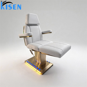 Table de soin esthétique pliable Kisen avec télécommande, fauteuil pour extensions de cils, lit de shampoing thaïlandais, support de tête et plateforme de lavage du cuir chevelu pour salon de beauté - Product Image 1