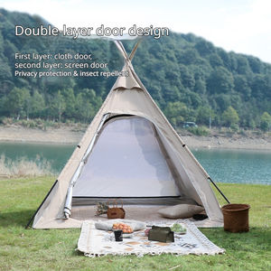 Tente pyramidale <span class=keywords><strong>indienne</strong></span> pour 2 personnes, tente en tissu Oxford personnalisée, imperméable, résistante au vent, anti-moustiques, respirante, légère - Product Image 4