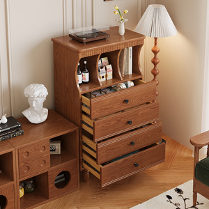 Vintage Style Solid Wood Four <b>Drawer</b> Chest With Storage Bedroom Dresser Cabinet - Product Image 3