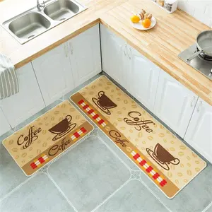 Alfombrillas y alfombras de cocina de microfibra personalizadas, lavables de bajo perfil, con estampado de color amarillo, de polipropileno