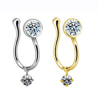 1 pièce en laiton cristal fleur papillon CC faux anneau de nez indien pour femmes Non Piercing Zircon Clip sur Dangle coeur manchette de nez