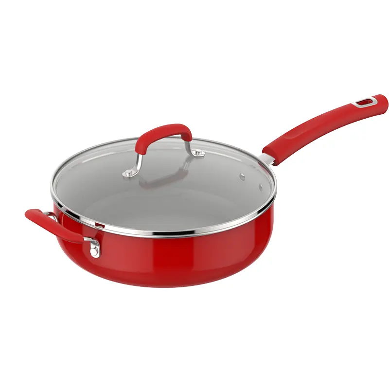 Wholersales Non stick Aluminum Deep frypan with lids safty induction bottom good for kitchen Aluminum cookware sets