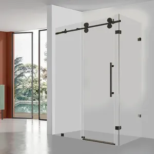 95131-BK Vierkante RVS Frameloze Douchecabine met 8mm Gehard Glas, Modern Design voor de Badkamer - Product Image 1